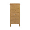 Oak 207 - 5 Drawer Narrow Tallboy