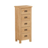 Oak 27L - 5 Drawer Narrow Tallboy