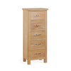 Oak 87 - Narrow 5 Drawer Tallboy