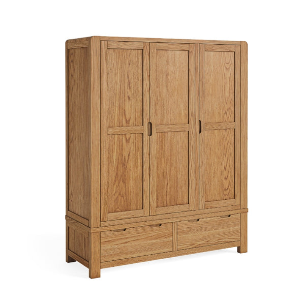 Oak 234 - Triple 3 Door 2 Drawer Wardrobe