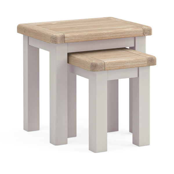 Oak 378 - Nest of Tables - Stone Grey or Sage