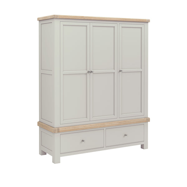 Oak 378 - 3 Door 2 Drawer Robe - Stone Grey or Sage