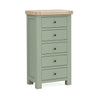 Oak 378 - 5 Drawer Tallboy - Stone Grey or Sage