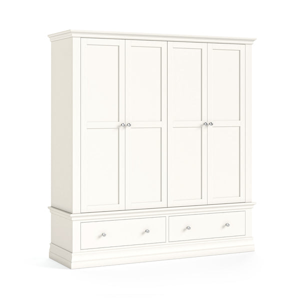 Beamhurst Painted - 4 Door 2 Drawer Wardrobe - Coconut Milk