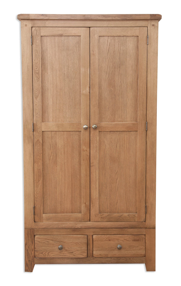 Country Oak - 2 Door 2 Drawer Wardrobe
