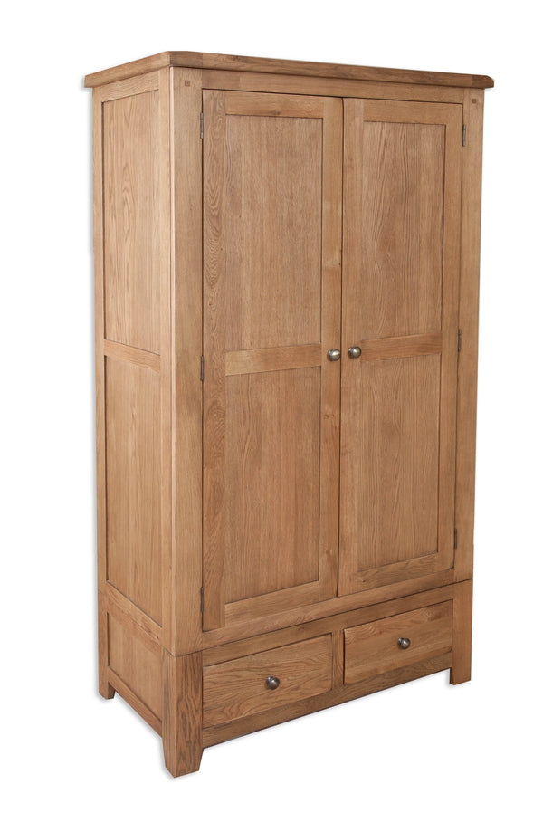 Country Oak - 2 Door 2 Drawer Wardrobe