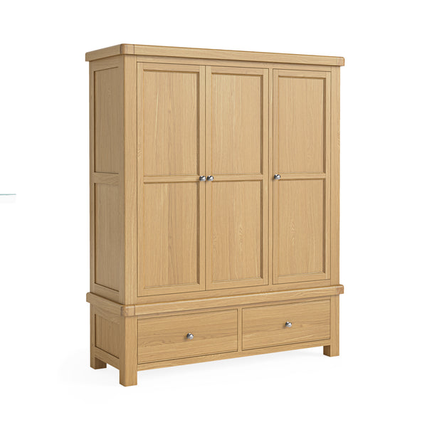 Newborough Oak - 3 Door 2 Drawer Robe