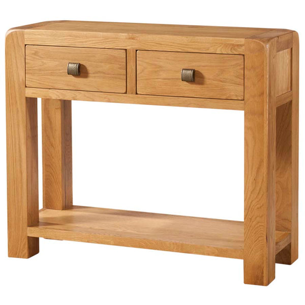 Oak 6 - Large Console 2 Drawer And Shelf