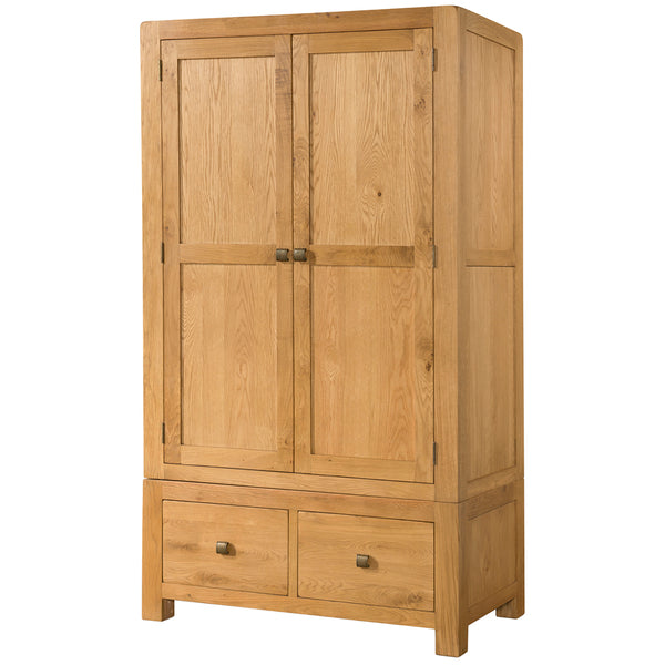 Oak 6 - Double Wardrobe With 2 Drawers