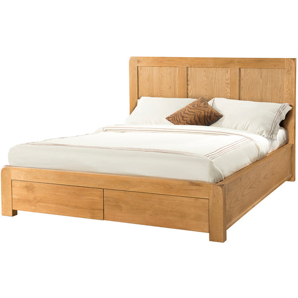 Oak 6 - 4'6 Bed With 2 Storage Drawers
