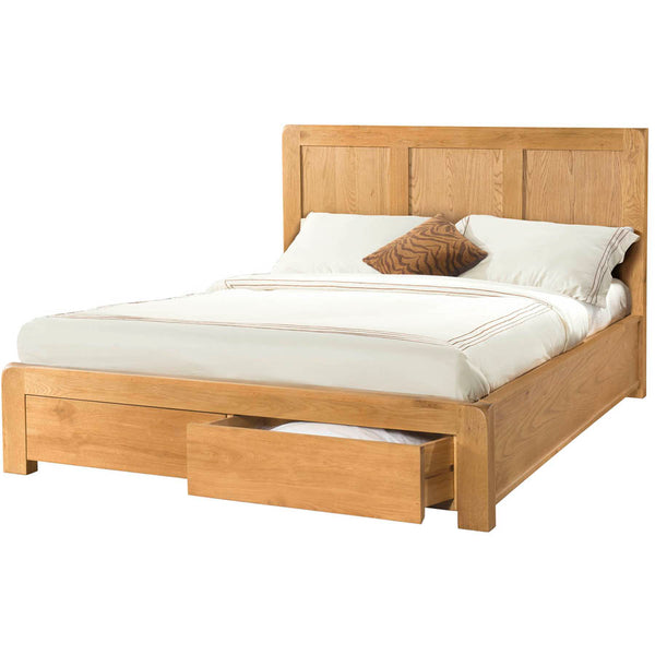 Oak 6 - 5' Bed With 2 Storage Drawers
