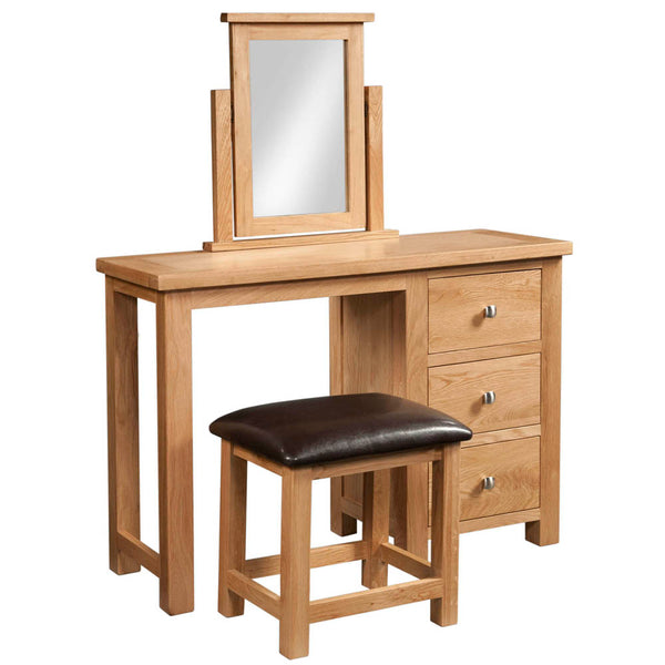 Oak 4 - Single Pedestal Dressing Table + Stool