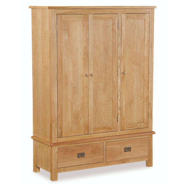 Oak 27L - Triple 3 Door 2 Drawer Wardrobe