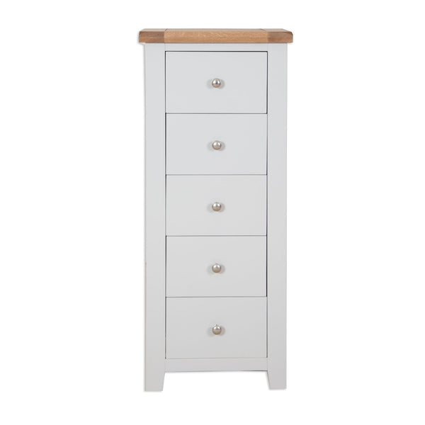 French Grey & Oak Top - 5 Drawer Chest