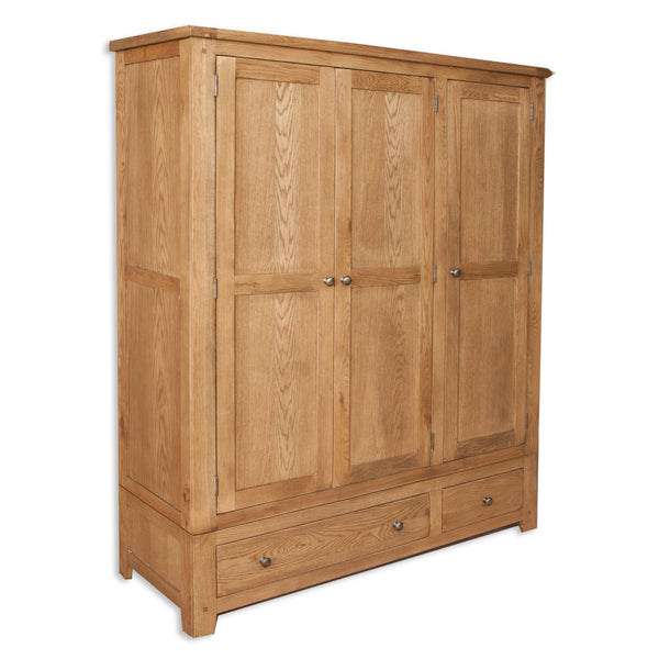 Country Oak - 3 Door 2 Drawer Wardrobe