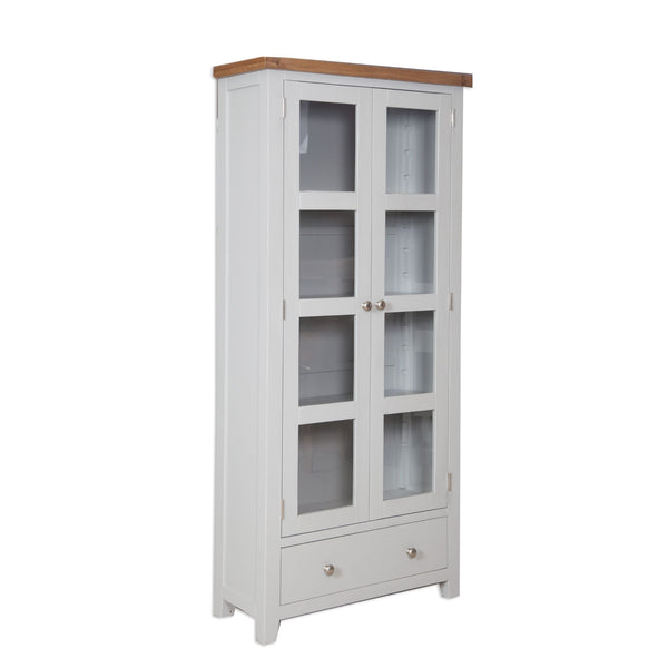 French Grey & Oak Top - Display Cabinet