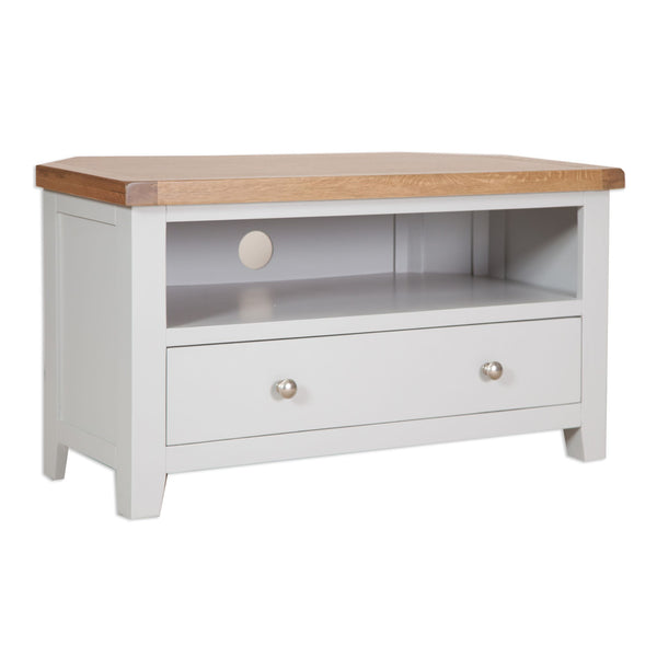 French Grey & Oak Top - Corner TV Unit
