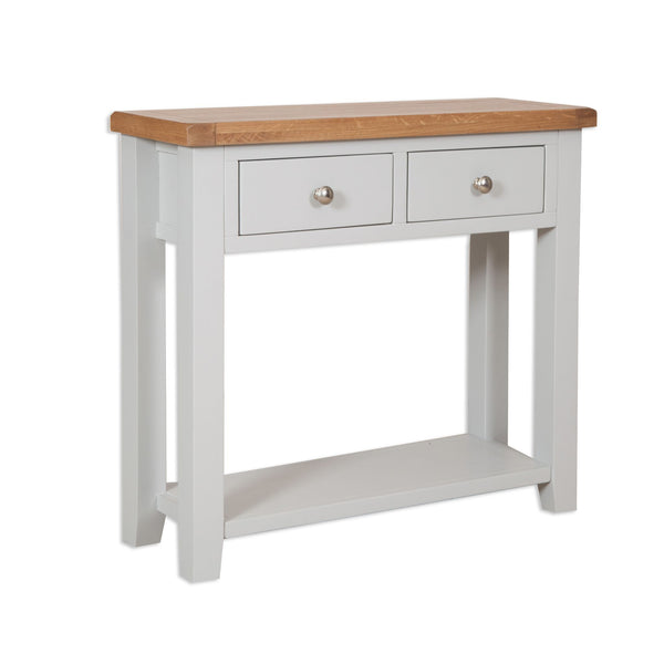 French Grey & Oak Top - 2 Drawer Console