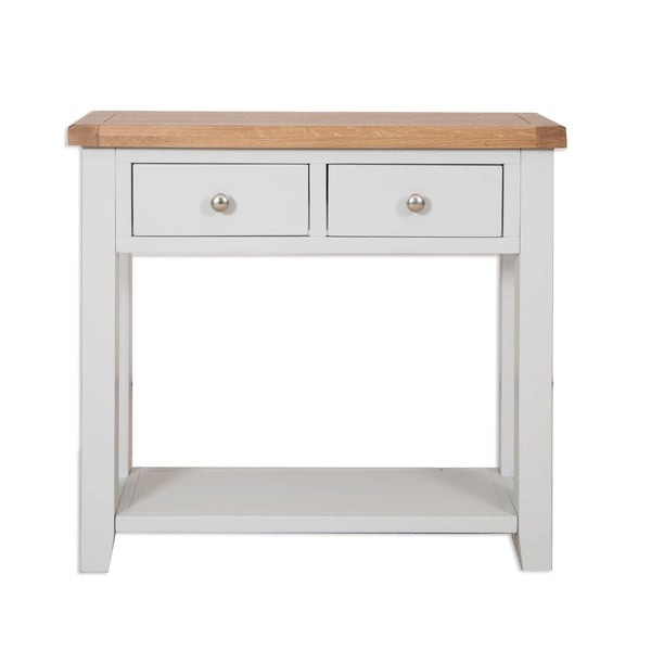 French Grey & Oak Top - 2 Drawer Console