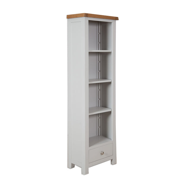 French Grey & Oak Top - Slim Bookcase