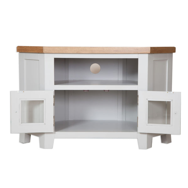 French Grey & Oak Top - Glazed TV Unit