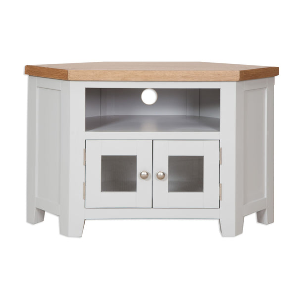 French Grey & Oak Top - Glazed TV Unit