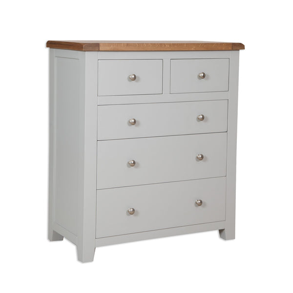 French Grey & Oak Top - 3+2 Drawer Chest