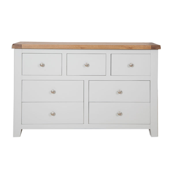 French Grey & Oak Top - 7 Drawer Chest