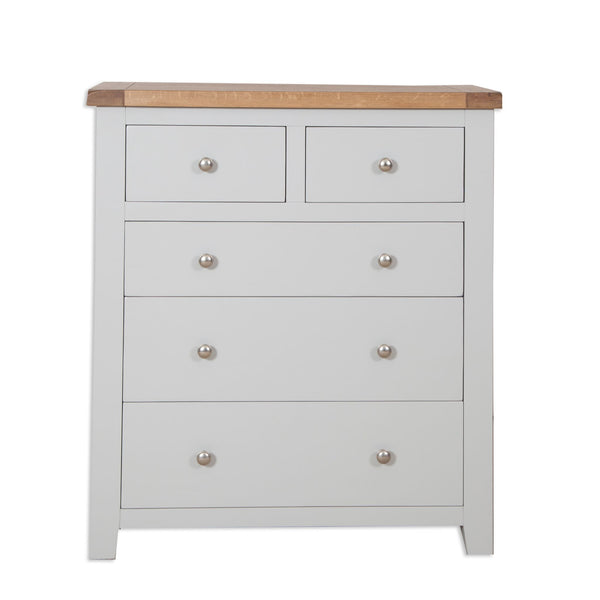 French Grey & Oak Top - 3+2 Drawer Chest