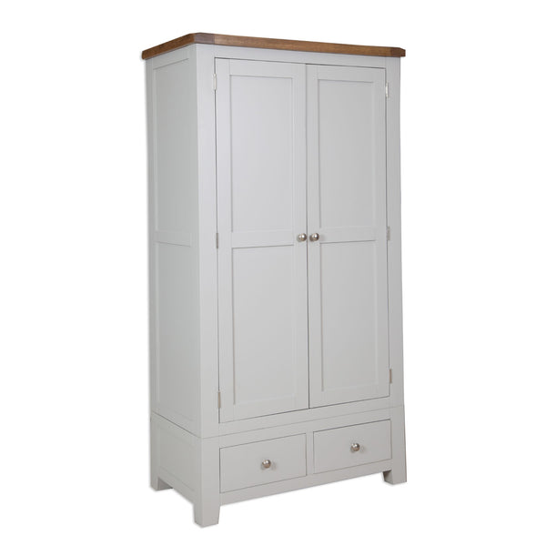 French Grey & Oak Top - 2 Door 2 Drawer Wardrobe