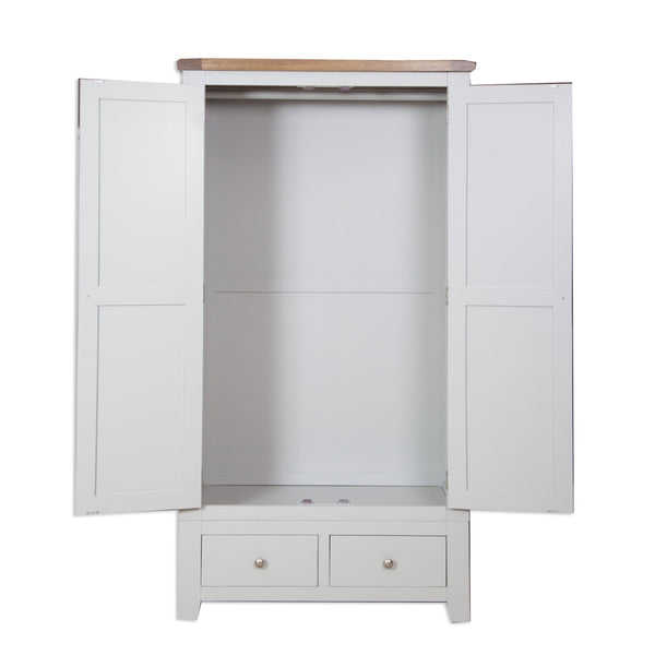 French Grey & Oak Top - 2 Door 2 Drawer Wardrobe