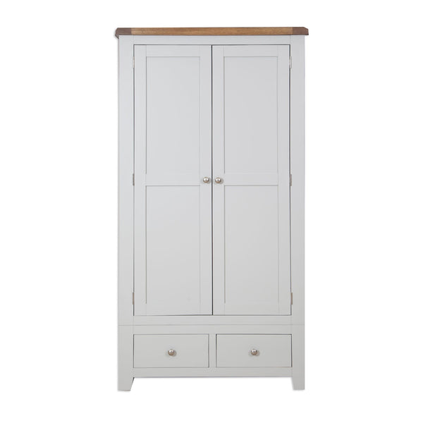 French Grey & Oak Top - 2 Door 2 Drawer Wardrobe