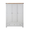 French Grey & Oak Top - 3 Door 2 Drawer Wardrobe