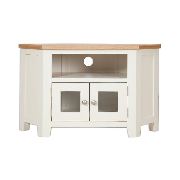 Ivory & Oak Top - Glazed TV Unit