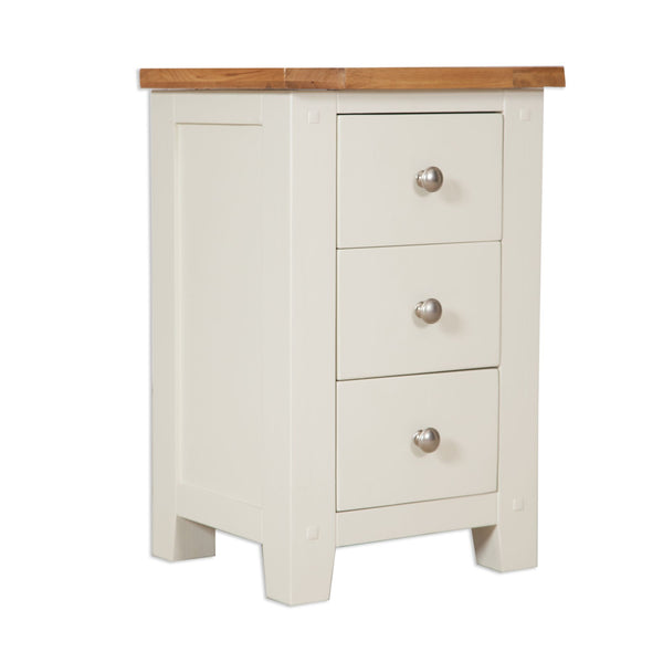 Ivory & Oak Top - 3 Drawer Bedside