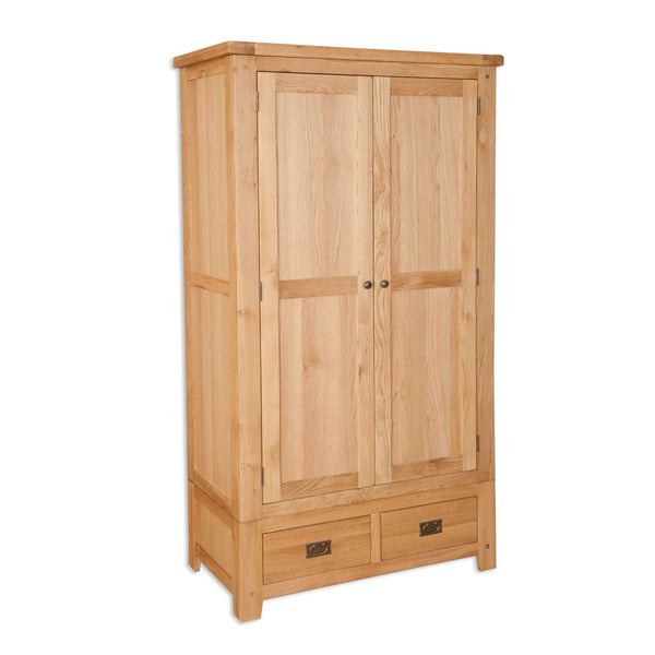 Natural Oak - 2 Door 2 Drawer Wardrobe