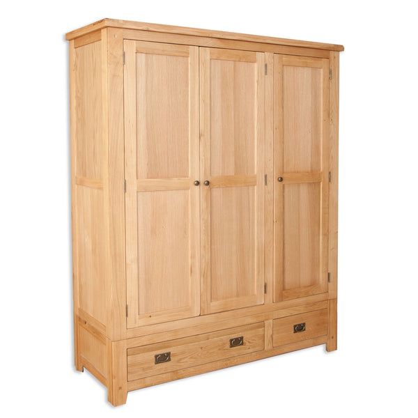 Natural Oak - 3 Door 2 Drawer Wardrobe