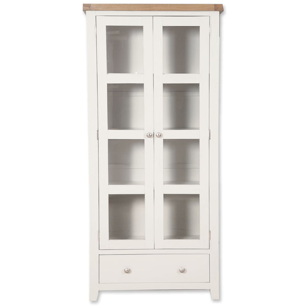 Arctic White & Oak Top - Display Cabinet