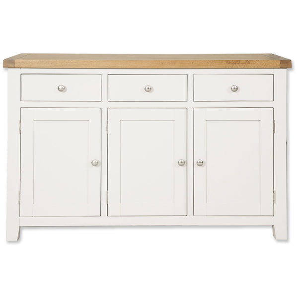 Arctic White & Oak Top - 3 Door Sideboard