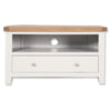 Arctic White & Oak Top - Corner TV Unit