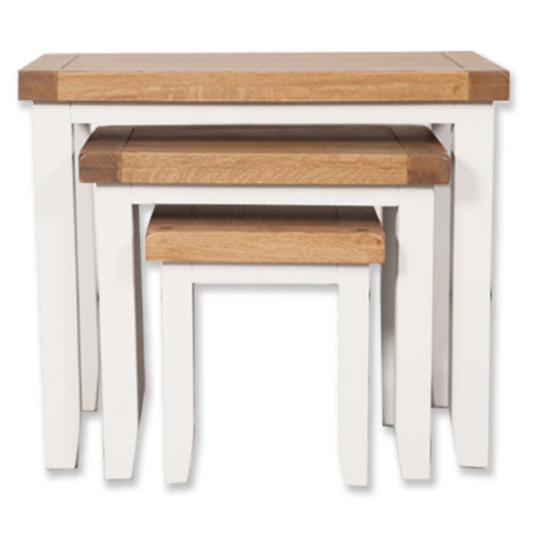 Arctic White & Oak Top - Nest of Tables