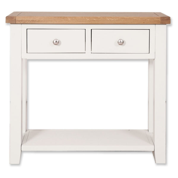 Arctic White & Oak Top - 2 Drawer Console