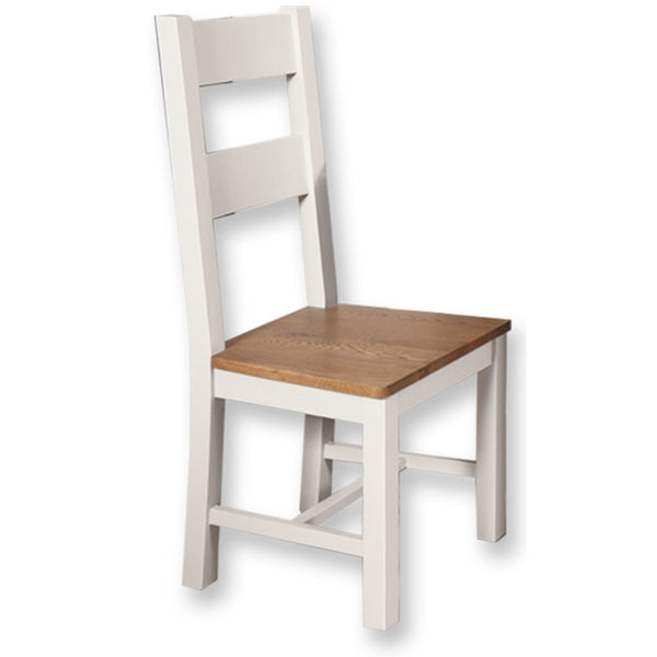 Arctic White & Oak Top - Ladder Dining Chair