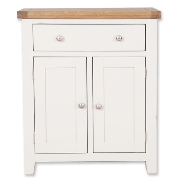 Arctic White & Oak Top - Hall Cabinet
