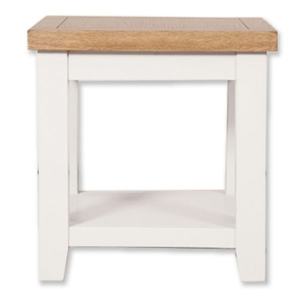 Arctic White & Oak Top - Lamp Table