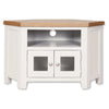 Arctic White & Oak Top - Glazed TV Unit