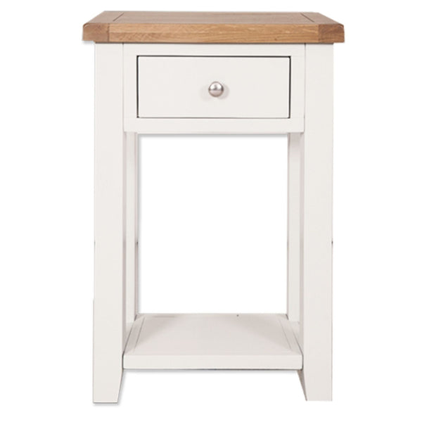 Arctic White & Oak Top - 1 Drawer Console