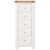 Arctic White & Oak Top - 5 Drawer Chest