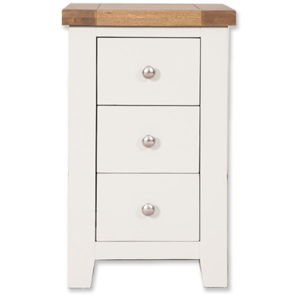 Arctic White & Oak Top - 3 Drawer Bedside