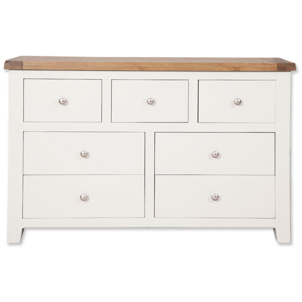 Arctic White & Oak Top - 7 Drawer Chest